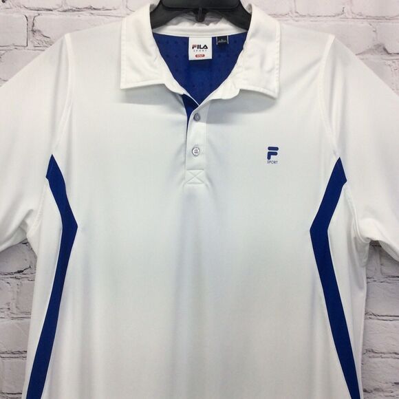 Fila Golf Polo Men’s Size L White Blue Athleisure Sport Performance Casual Beach - Picture 3 of 11